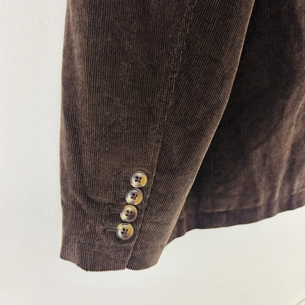 Vintage L.L. Bean Corduroy Sport Coat Jacket Mens 46 Reg Large Plaid Lining 90s